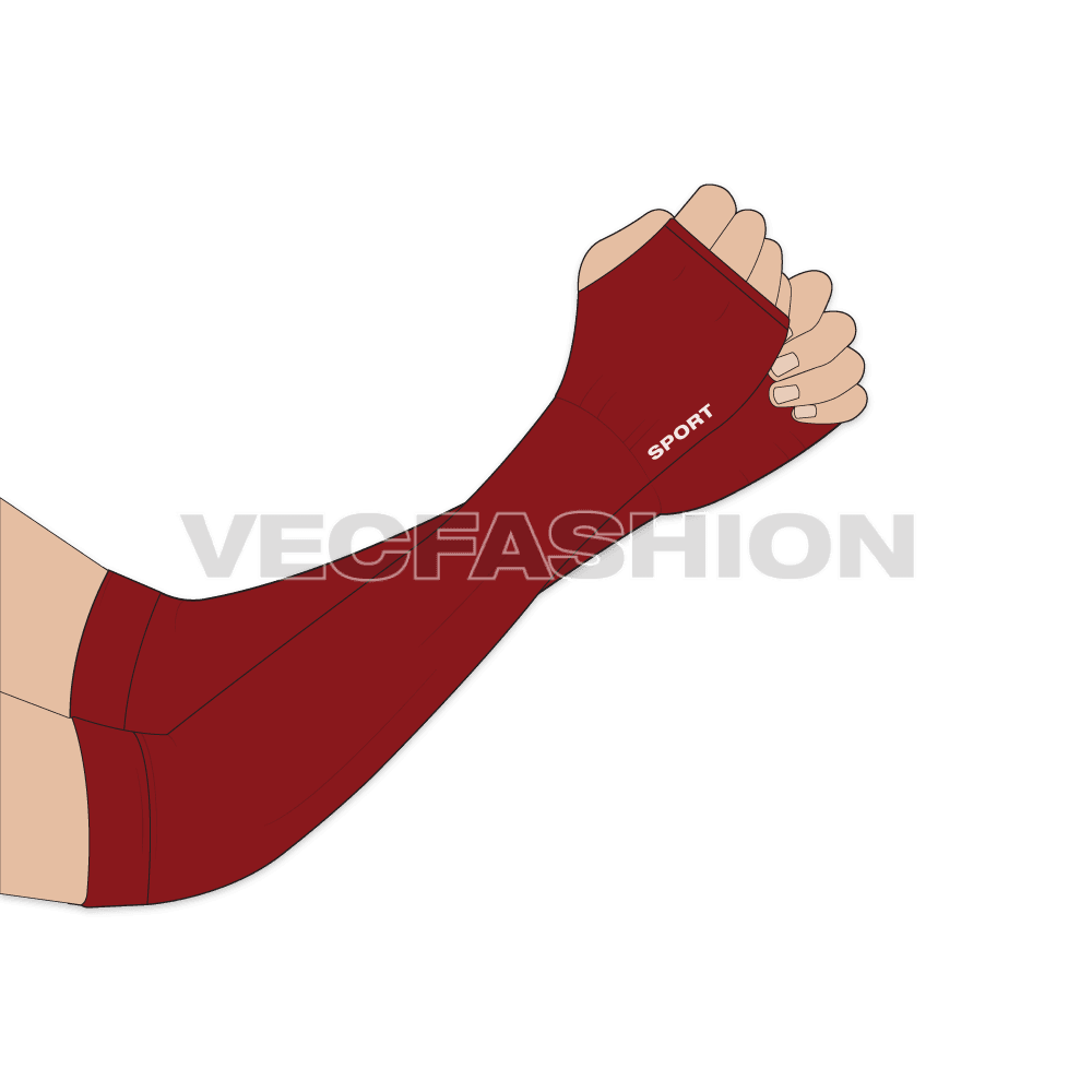 Long sleeved fingerless gloves flat sketch