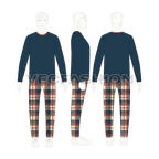 Mens loungewear pajama set flat sketch, on croqui