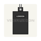 Luxury leather name tag flat sketch, view 2