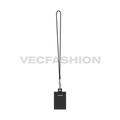 Luxury leather name tag flat sketch, view 1