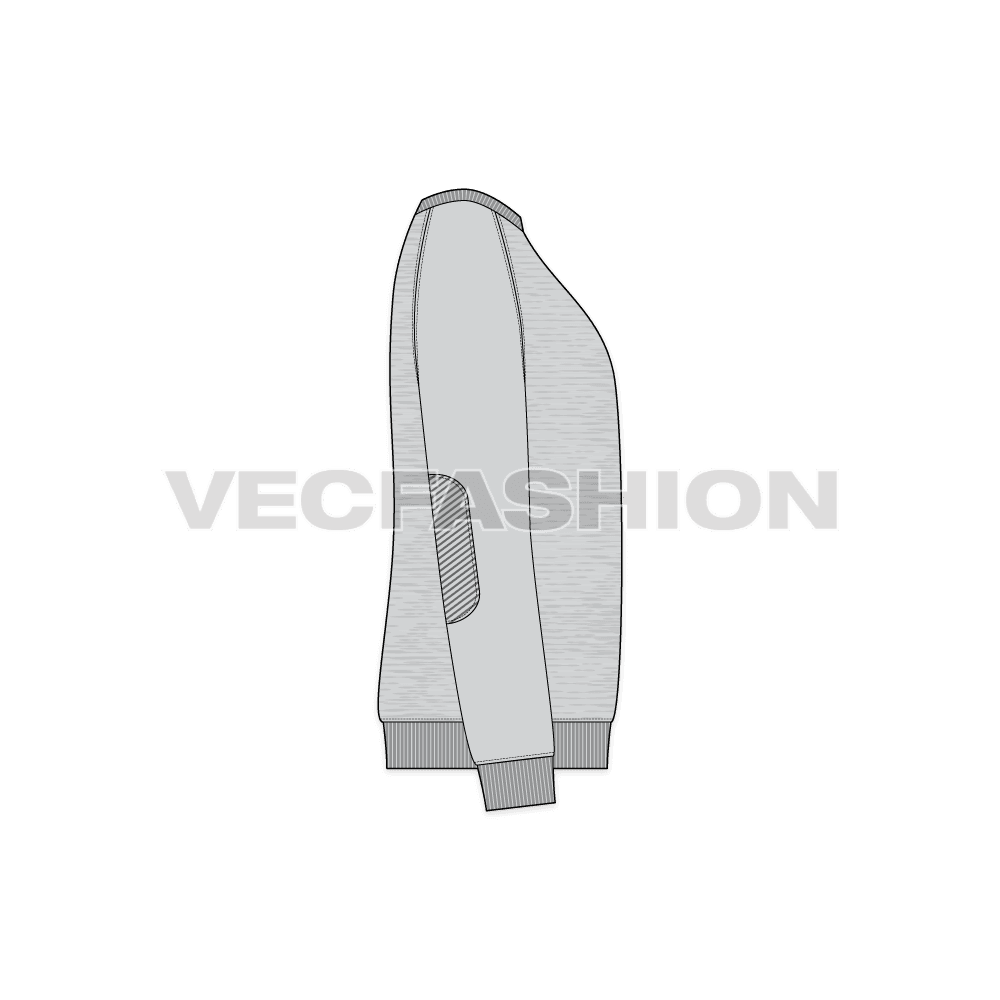 Melange gray sweatshirt template flat sketch, side view