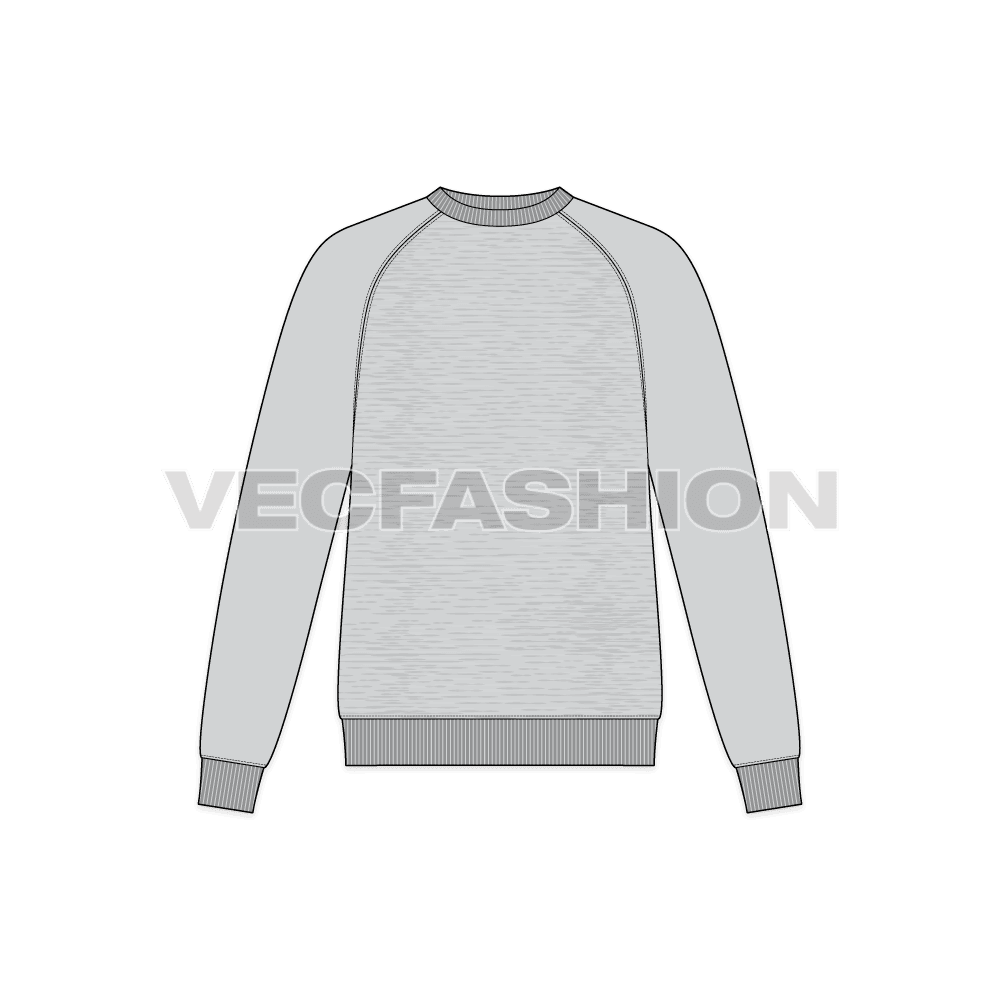 Melange gray sweatshirt template flat sketch, front view