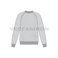 Melange gray sweatshirt template flat sketch, front view