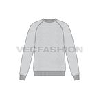 Melange gray sweatshirt template flat sketch, front view