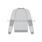 Melange gray sweatshirt template flat sketch, back view