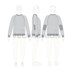 Melange gray sweatshirt template flat sketch, croqui sketch