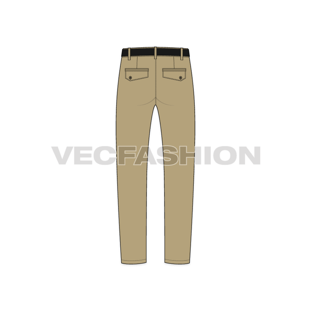 Men cross pocket khakis vector sketch back view