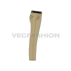 Men cross pocket khakis vector sketch flat sketch, side view