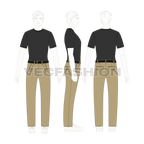 Men cross pocket khakis vector sketch flat sketch, on croqui