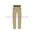 Men cross pocket khakis vector sketch, showing front view