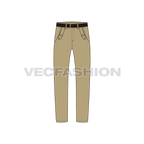 Men cross pocket khakis vector sketch, showing front view