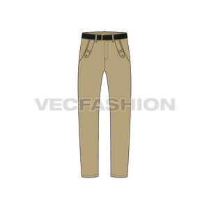 Men Cross Pocket Khakis Vector Sketch