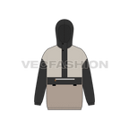 Men Oversized Jacket Vector Flat Sketch flat sketch, front view