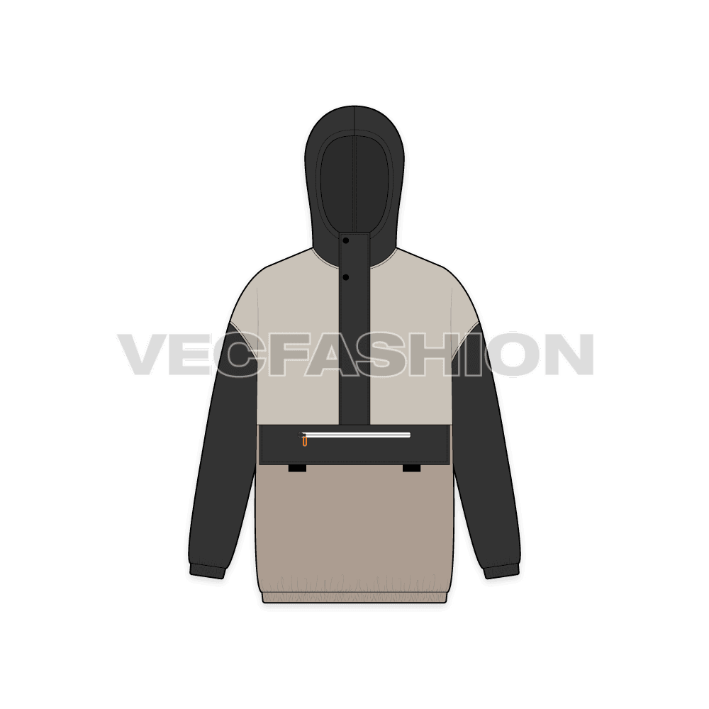 Men Oversized Jacket Vector Flat Sketch flat sketch, front view