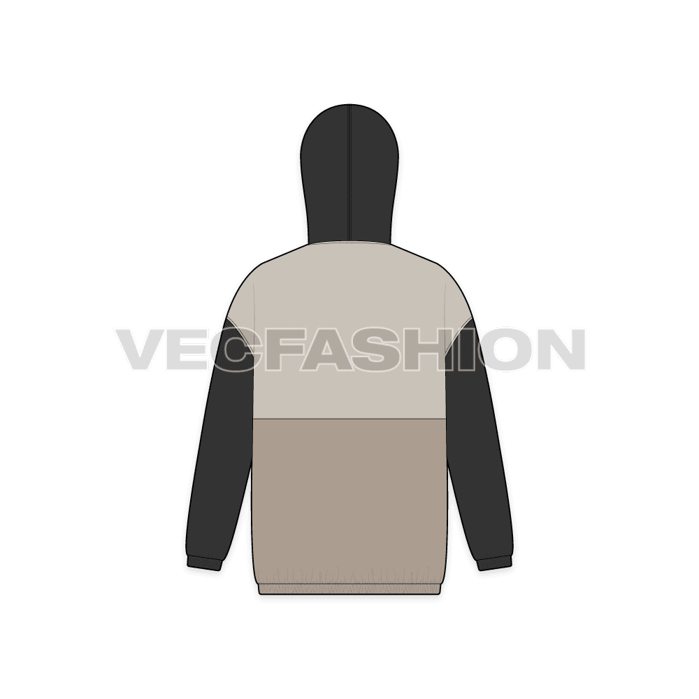 Men Oversized Jacket Vector Flat Sketch flat sketch, back view
