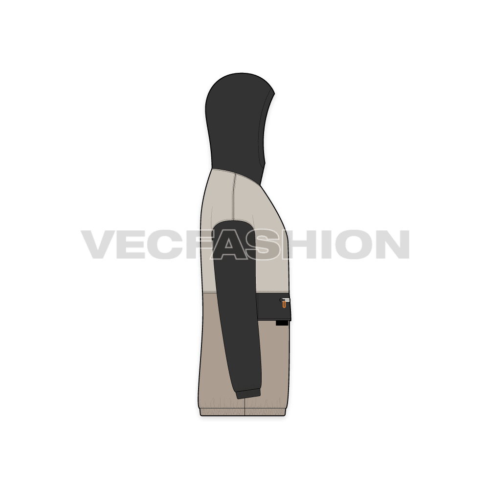 Men Oversized Jacket Vector Flat Sketch flat sketch, side view