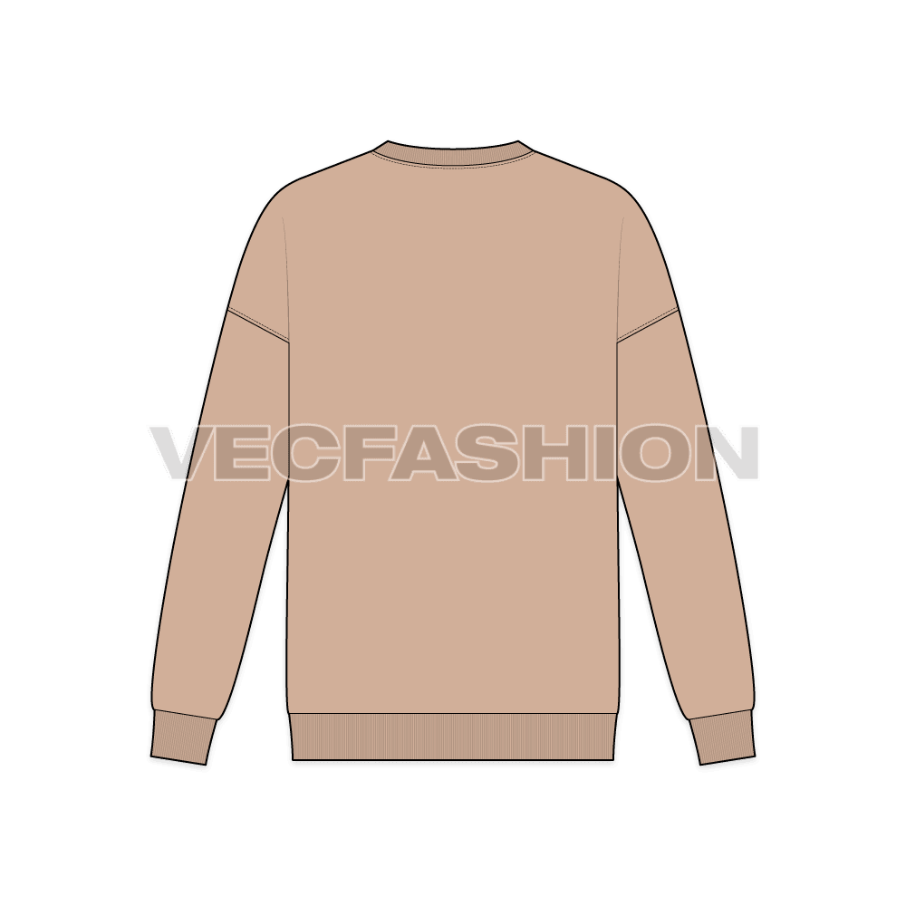 Mens oversized sweater flat sketch, back view