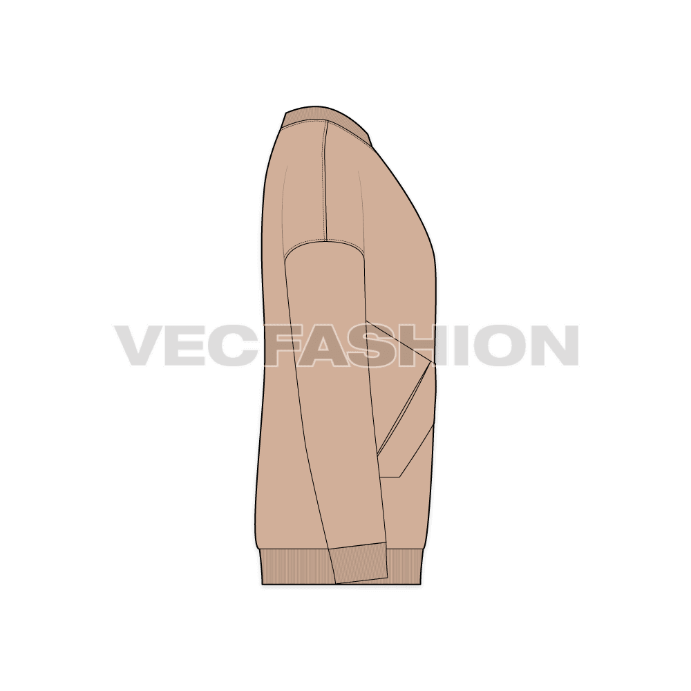Mens oversized sweater flat sketch, side view