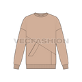 Mens oversized sweater flat sketch, front view