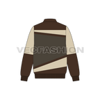 Men Panelled Leather Jacket flat sketch, back view