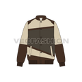 Men Panelled Leather Jacket flat sketch, front view