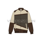 Men Panelled Leather Jacket flat sketch, front view