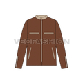 Men Straight Cut Leather Jacket flat sketch, front view