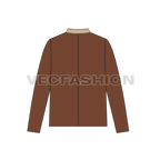 Men Straight Cut Leather Jacket flat sketch, back view