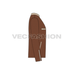 Men Straight Cut Leather Jacket flat sketch, side view
