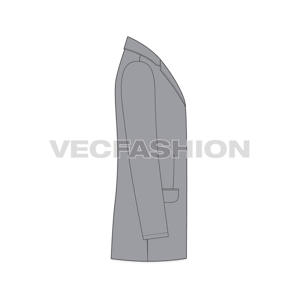 Mens 2 Buttoned Sport Blazer flat sketch, side view