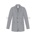 Mens 2 Buttoned Sport Blazer flat sketch, front view