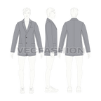Mens 2 Buttoned Sport Blazer flat sketch, croqui sketch