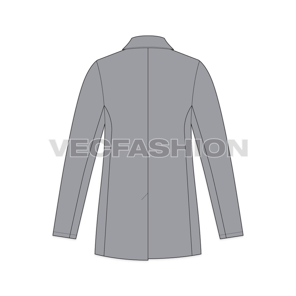 Mens 2 Buttoned Sport Blazer flat sketch, back view