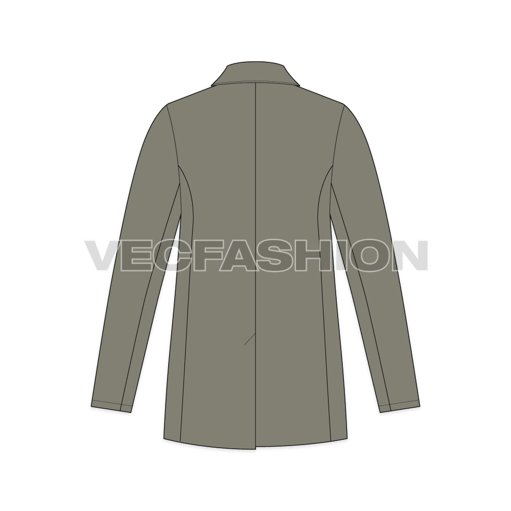 Mens 3 Buttoned Blazer flat sketch, back view