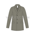 Mens 3 Buttoned Blazer flat sketch, front view