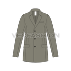 Mens 3 Buttoned Blazer flat sketch, front view