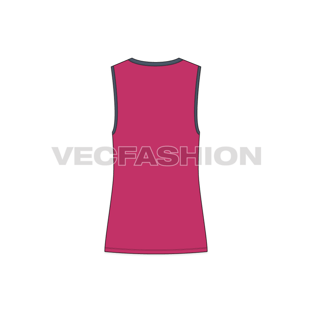 Mens a line gym tank flat sketch, back view