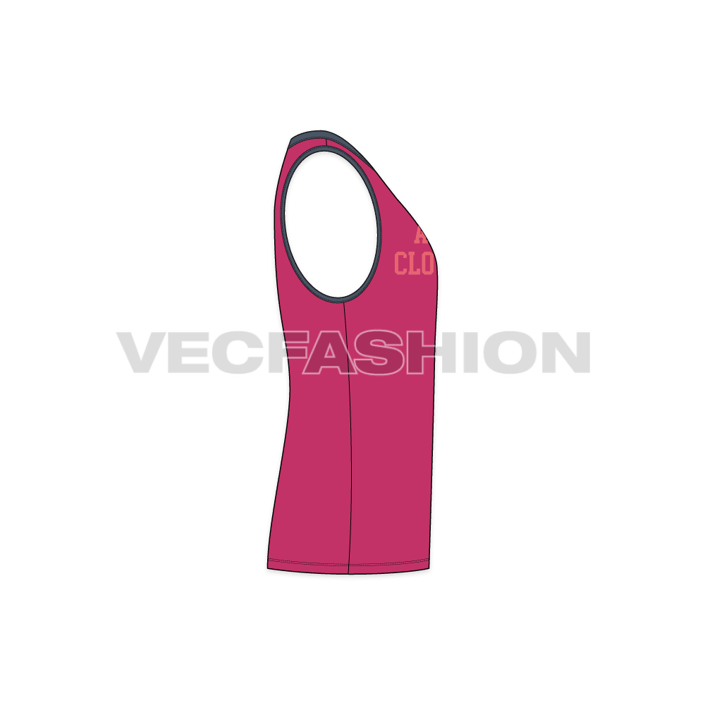 Mens a line gym tank flat sketch, side view