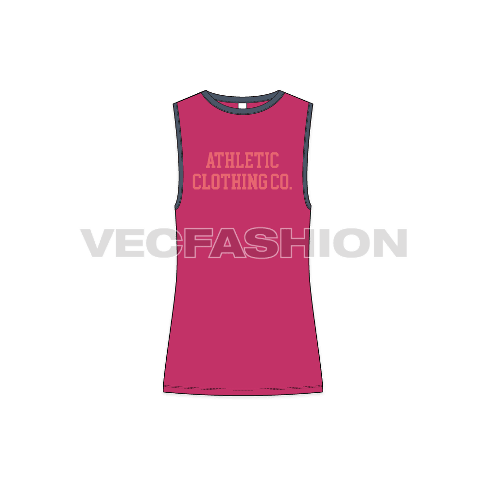 Mens a line gym tank flat sketch, front view