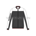 Mens active wear sport jacket flat sketch, front view