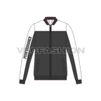 Mens active wear sport jacket flat sketch, front view