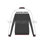 Mens active wear sport jacket flat sketch, back view