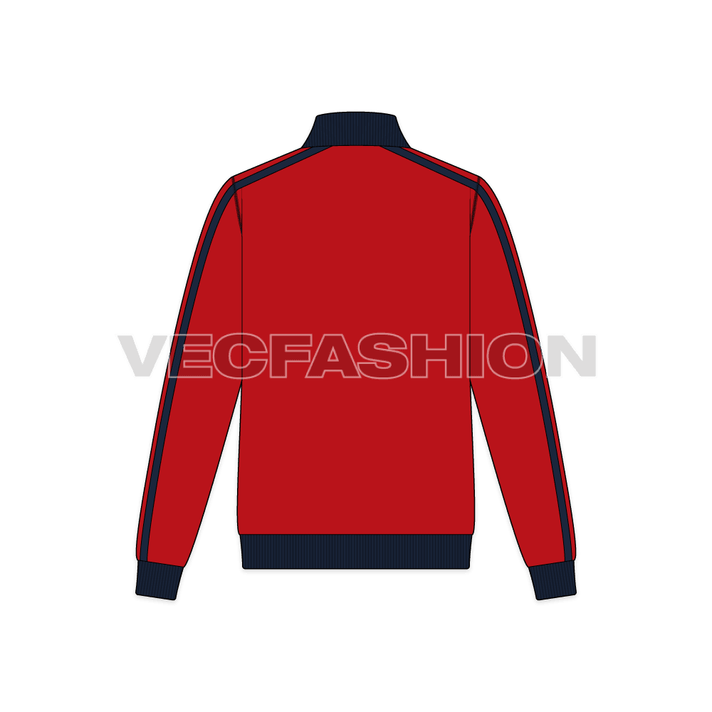 Mens Activewear Track Jacket flat sketch, back view
