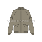 Mens Aeronautical Bomber Jacket flat sketch, front view