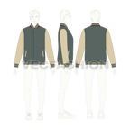 Mens American Baseball Vector Jacket flat sketch, croqui sketch