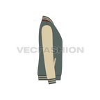 Mens American Baseball Vector Jacket flat sketch, side view