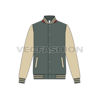 Mens American Baseball Vector Jacket flat sketch, front view