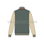 Mens American Baseball Vector Jacket flat sketch, back view