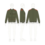 Mens Army Bomber Jacket flat sketch, croqui sketch