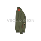 Mens Army Bomber Jacket flat sketch, side view